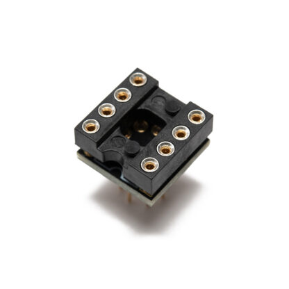 BrownDog 8-pin DIP to TO-99 adapter with 8-pin DIP socket installed