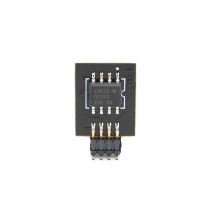 Back side of the BrownDog dual op amp adapter (SOIC version) with two OPA627 op amps installed