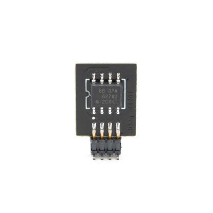 Front side of the BrownDog dual op amp adapter (SOIC version) with two OPA627 op amps installed